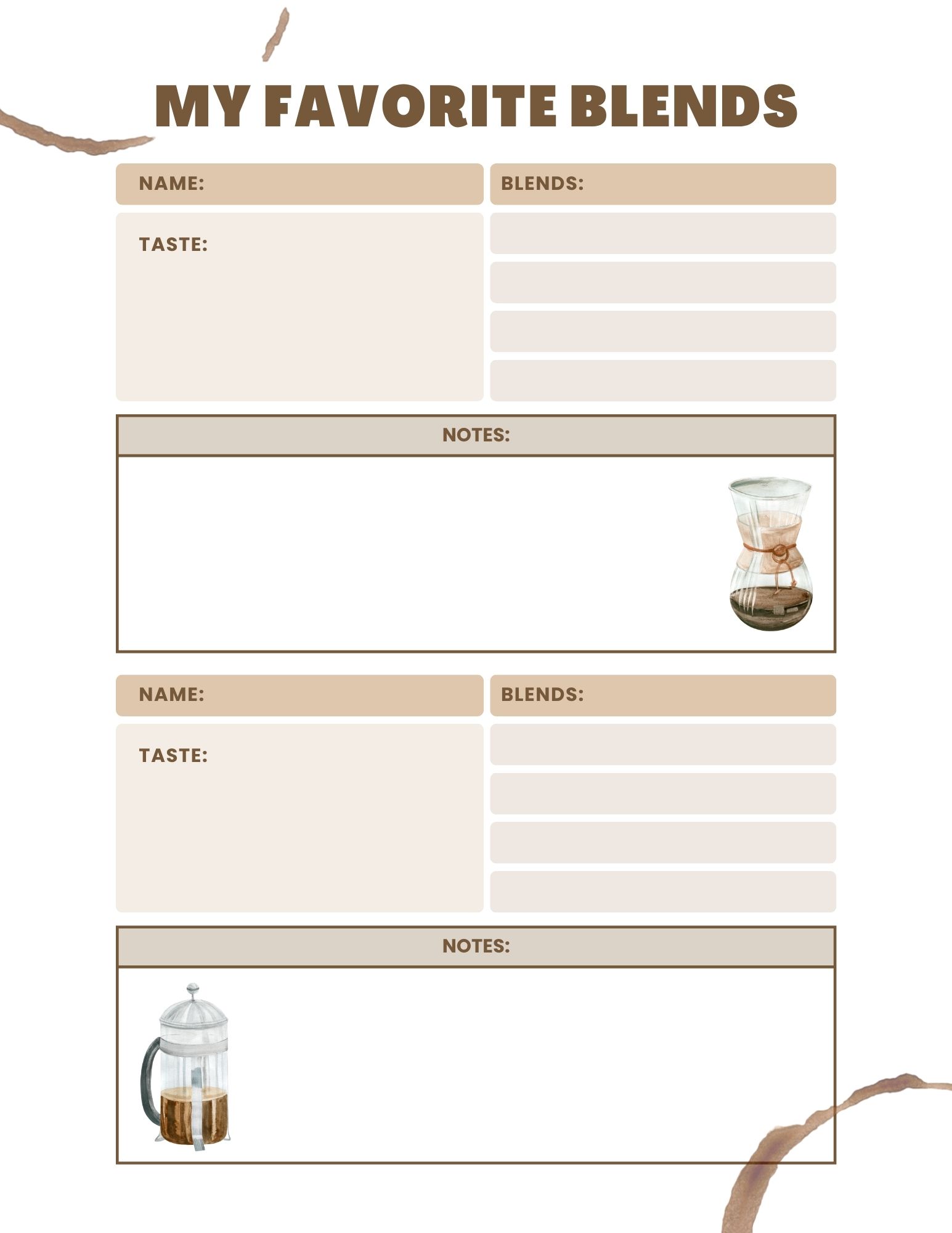 My Favourite Blends page